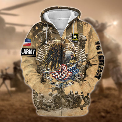 Unique U.S Veteran These Colors Don't Run Zip Hoodie