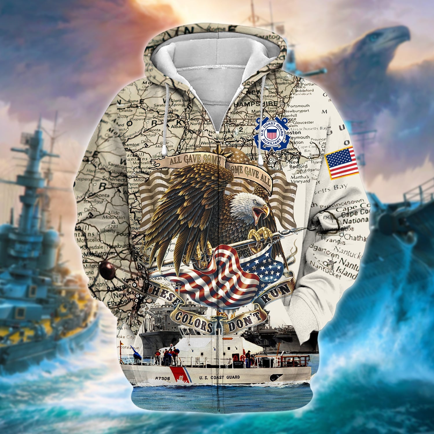 Unique U.S Veteran These Colors Don't Run Zip Hoodie