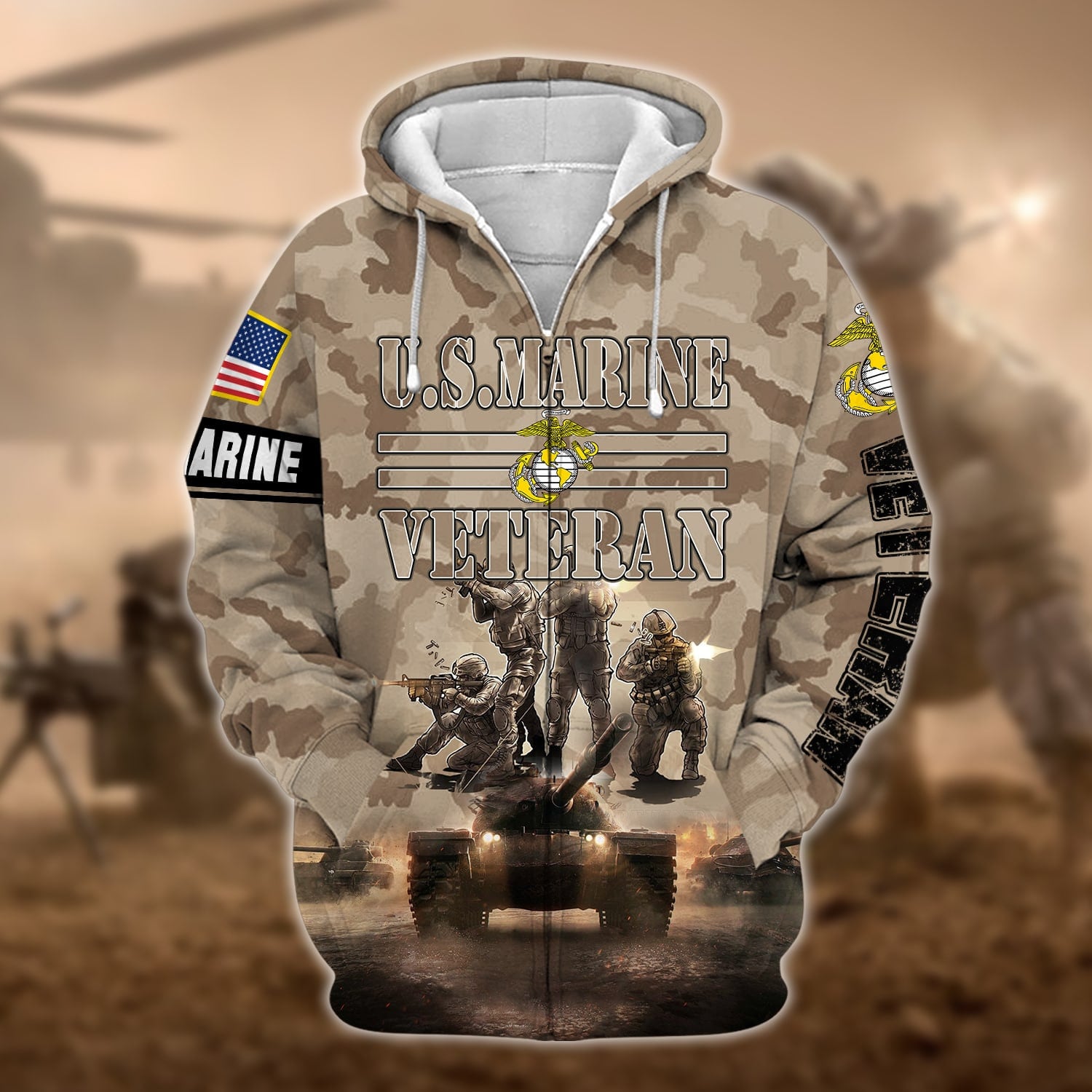 Premium Multiple US Military Services Veteran Zip Hoodie