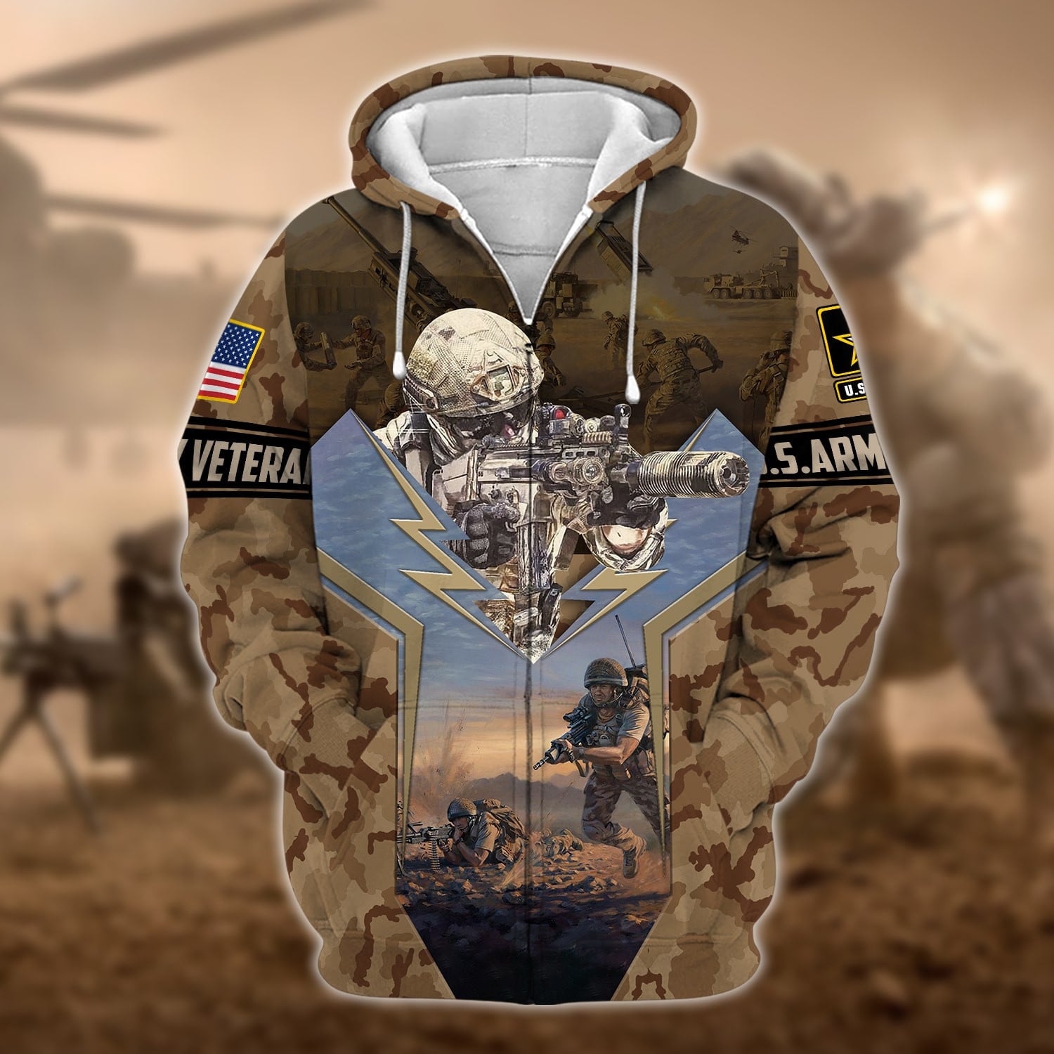 Unique U.S. Army Veteran Zip Hoodie
