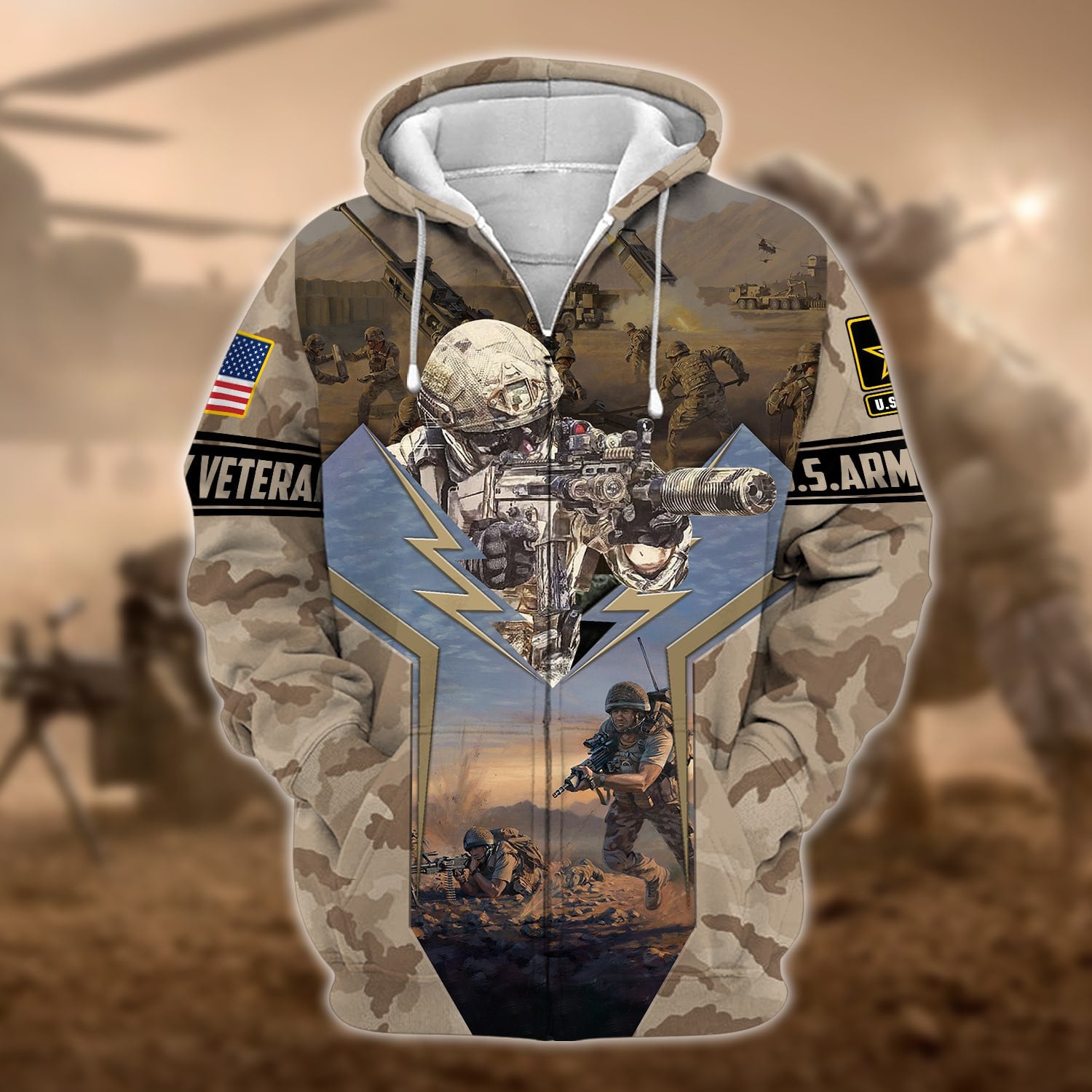 Unique U.S. Army Veteran Zip Hoodie
