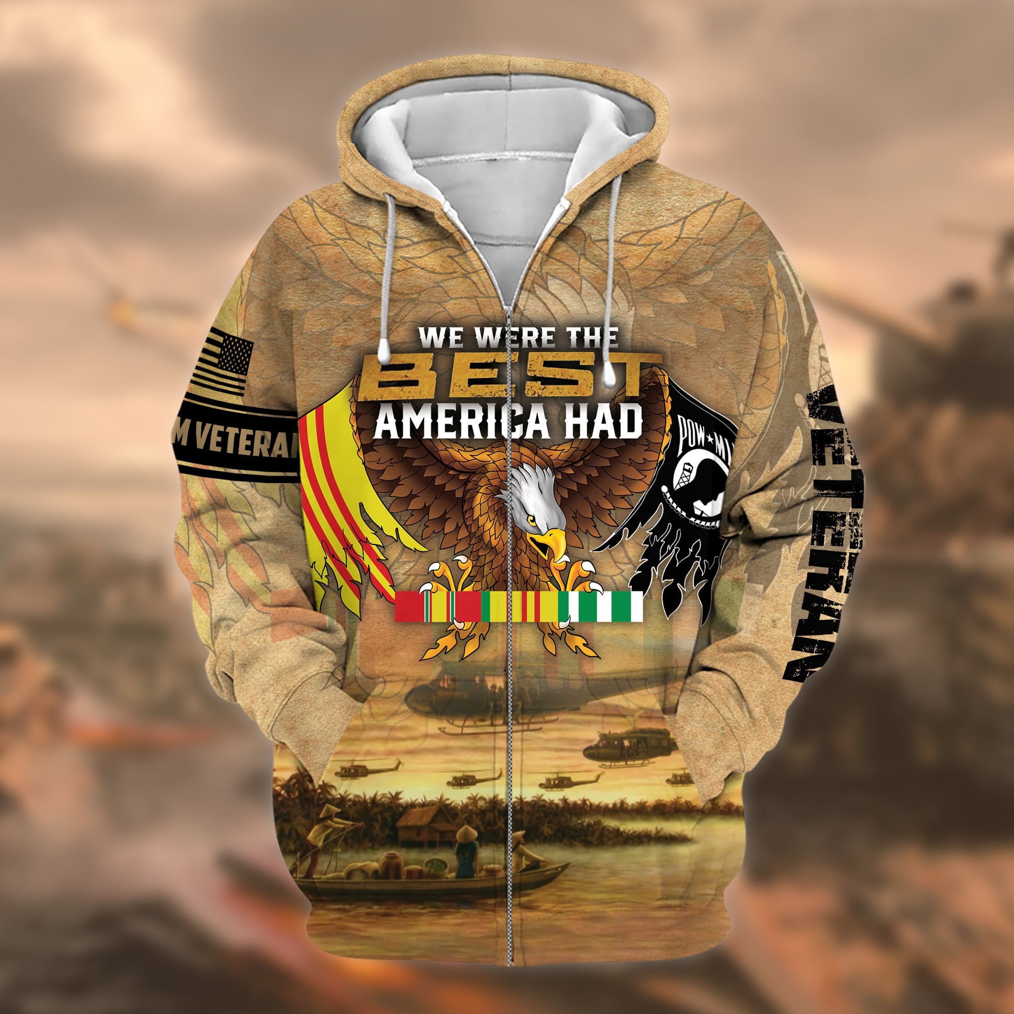 Unique Vietnam Veteran Memorial Zip Hoodie