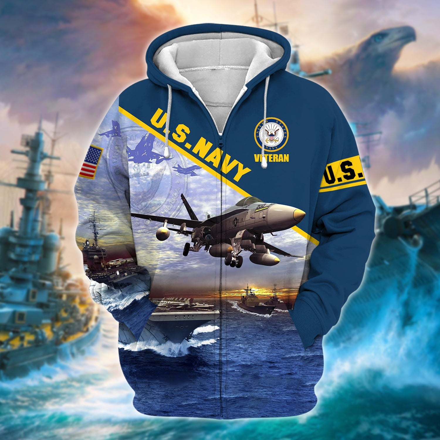 Unique U.S. Navy Veteran Zip Hoodie