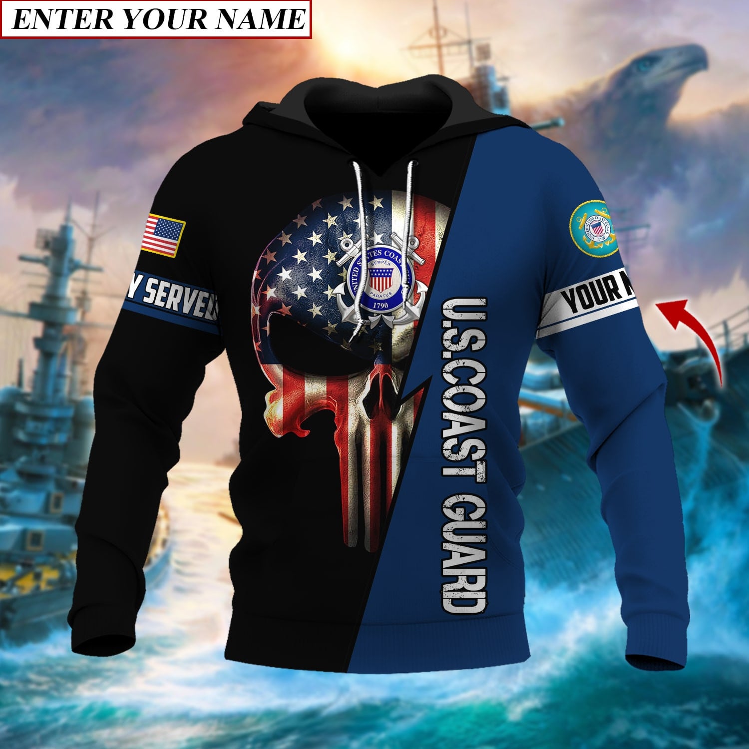 Personalised Premium The Punisher Veteran Hoodie