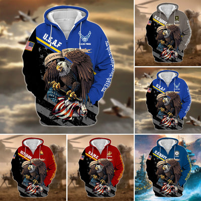 Premium Multiple US Military Services Veteran Zip Hoodie