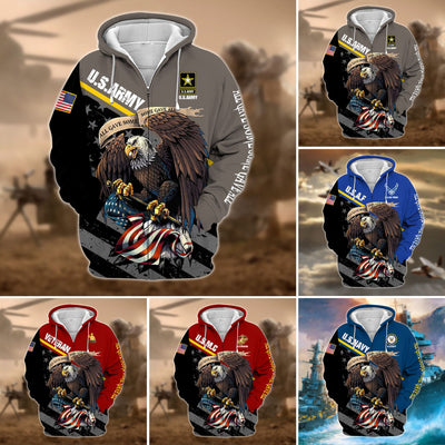 Premium Multiple US Military Services Veteran Zip Hoodie