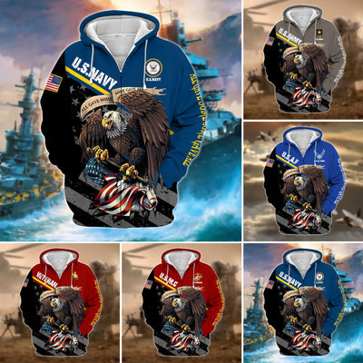 Premium Multiple US Military Services Veteran Zip Hoodie