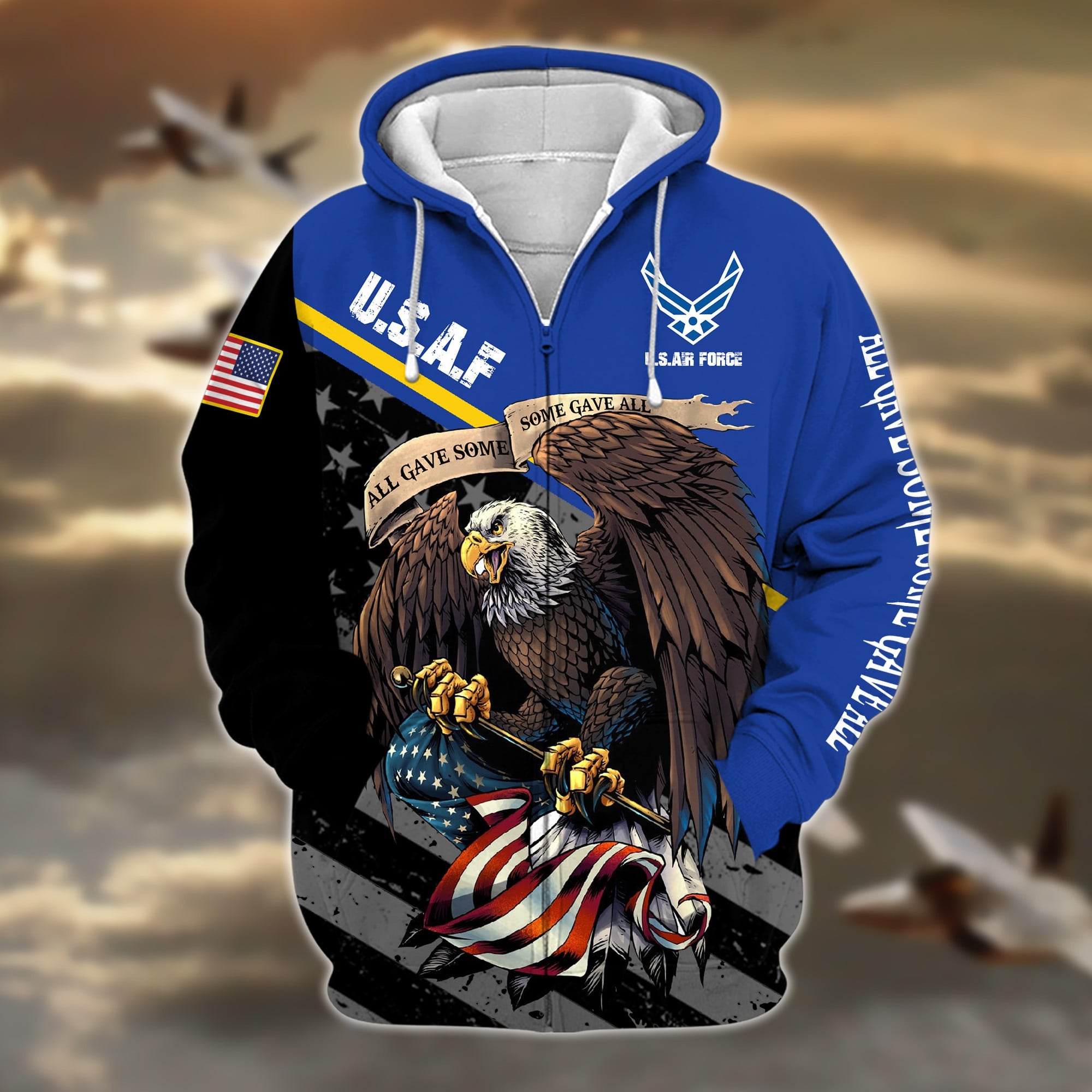 Premium Multiple US Military Services Veteran Zip Hoodie