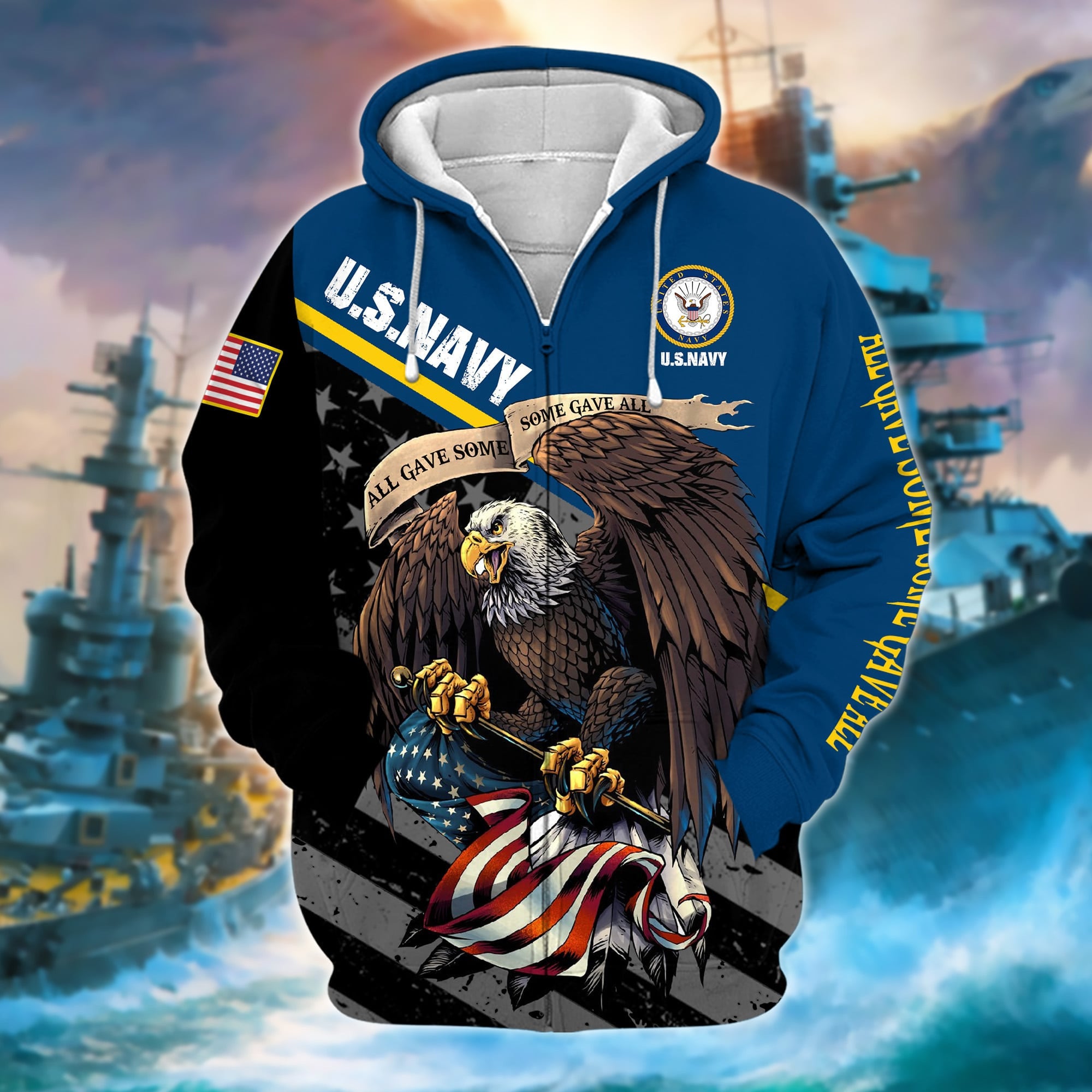 Premium Multiple US Military Services Veteran Zip Hoodie