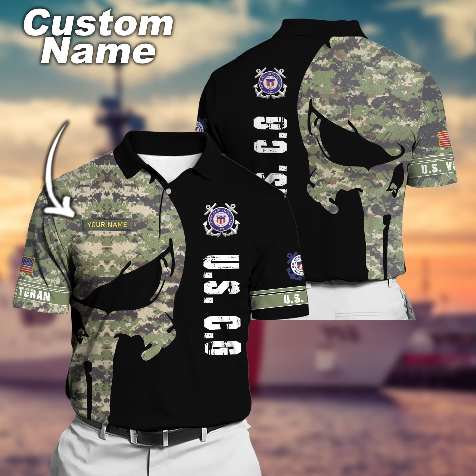 Premium Multiple US Military Services Veteran Personalize Polo Shirt