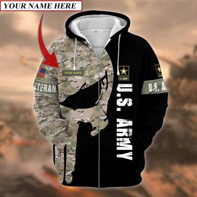 Premium Multiple US Military Services Veteran Personalize Zip Hoodie