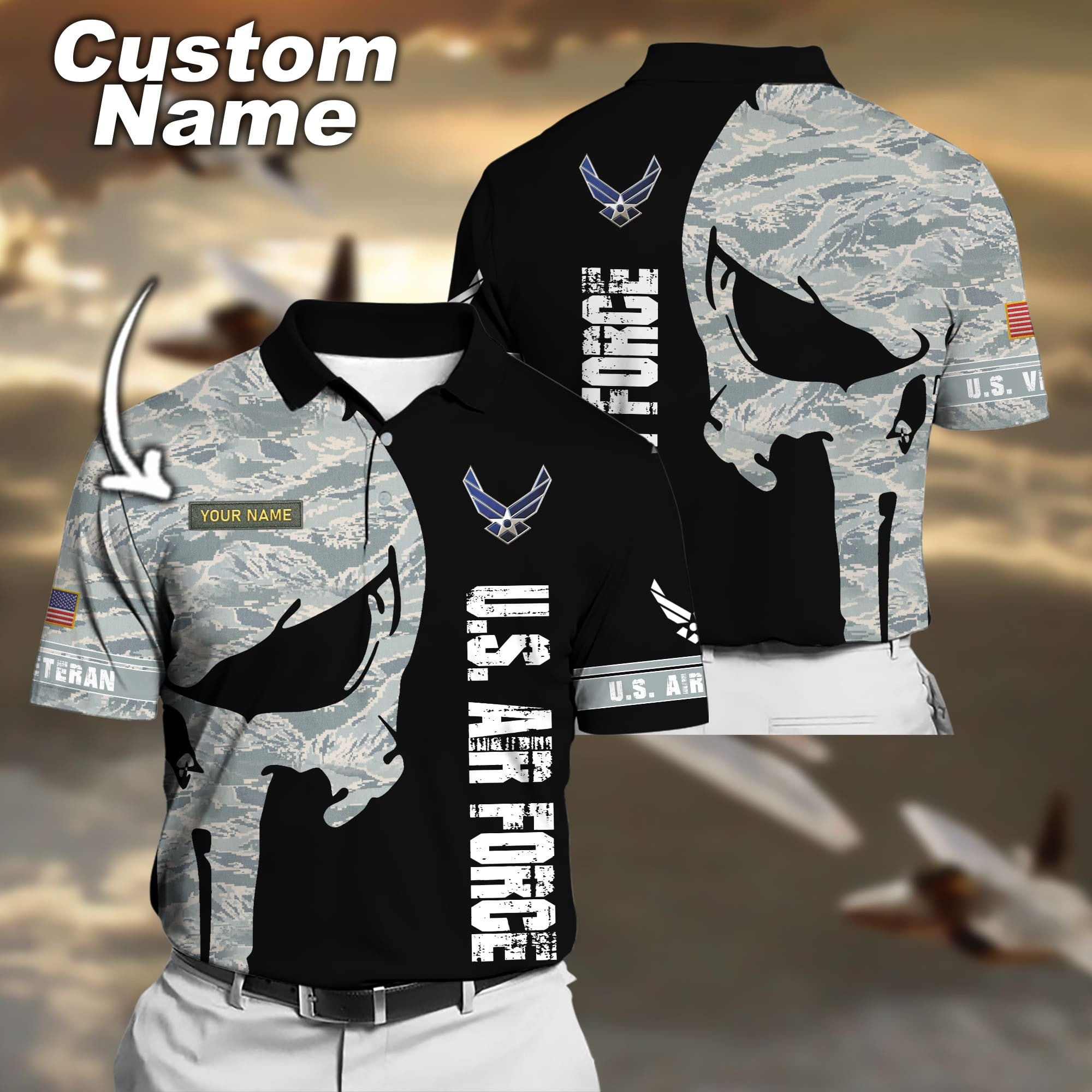 Premium Multiple US Military Services Veteran Personalize Polo Shirt