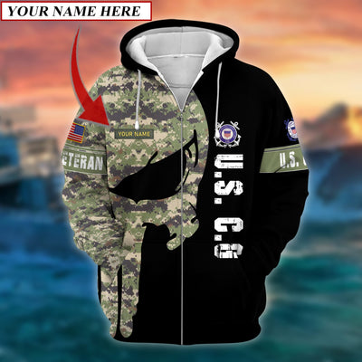 Premium Multiple US Military Services Veteran Personalize Zip Hoodie