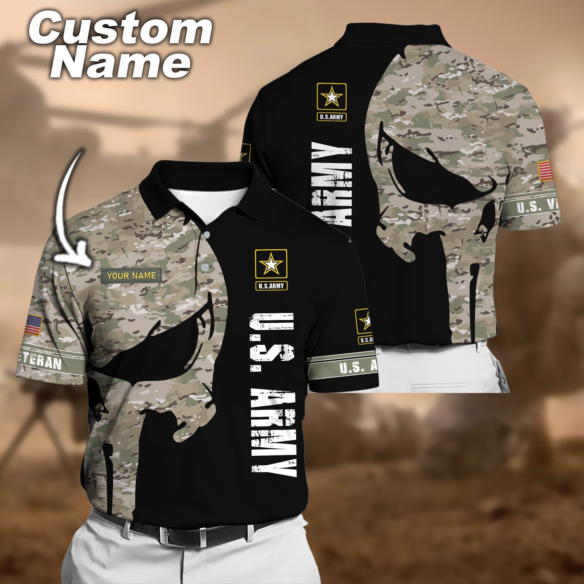 Premium Multiple US Military Services Veteran Personalize Polo Shirt