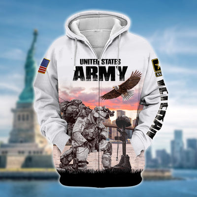 Unique Multiple Service US Veteran Zip Hoodie