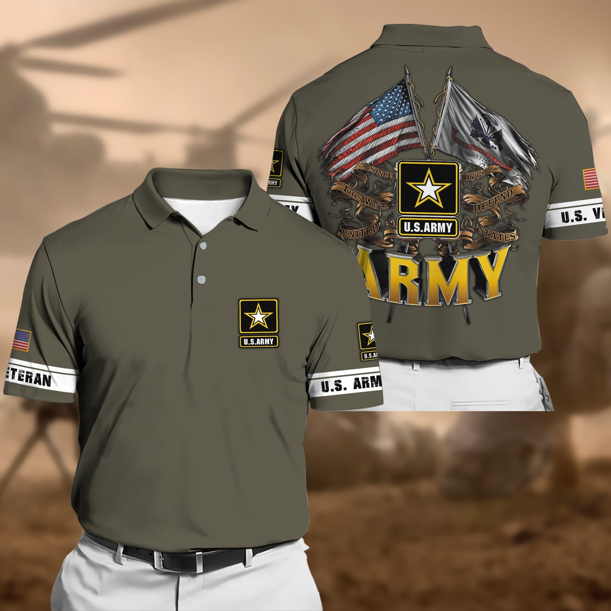 Premium Multiple US Military Services Veteran Polo Shirt