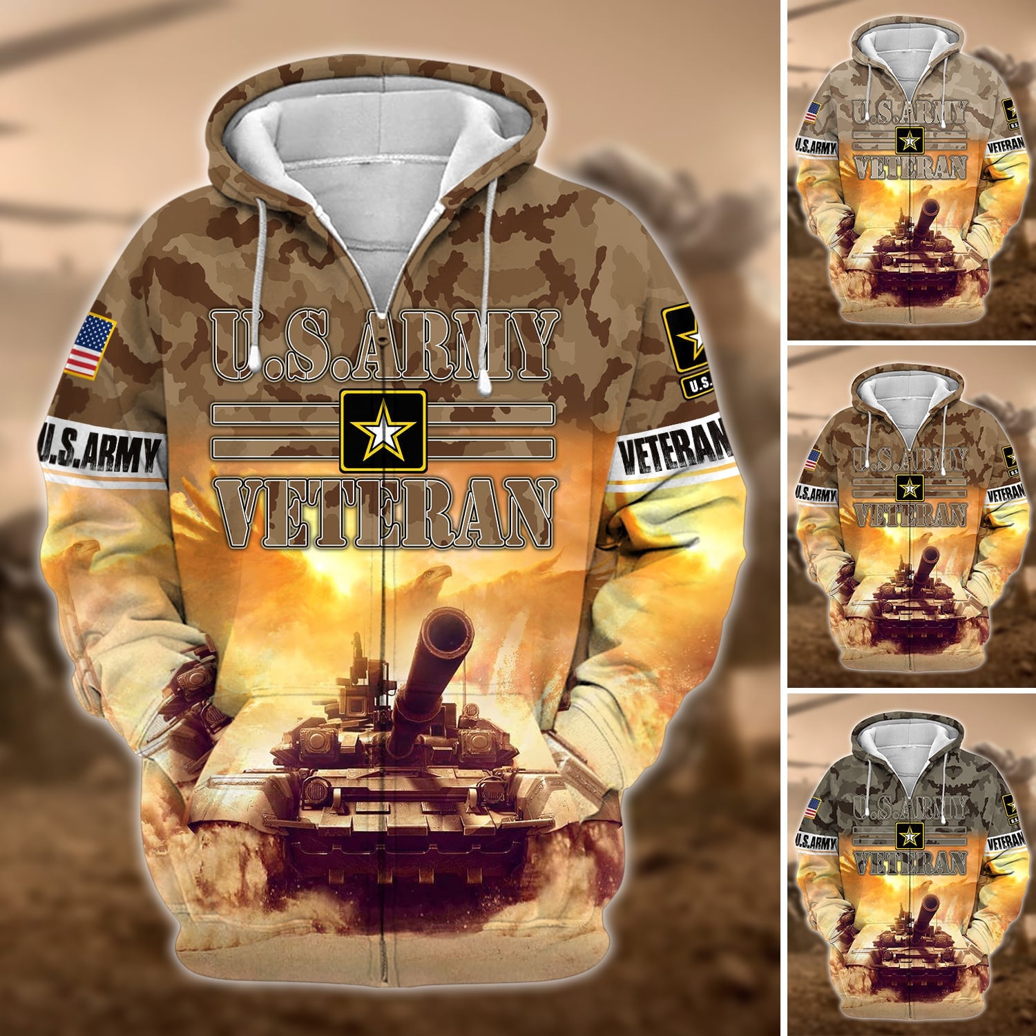Premium U.S. Army Veteran Zip Hoodie