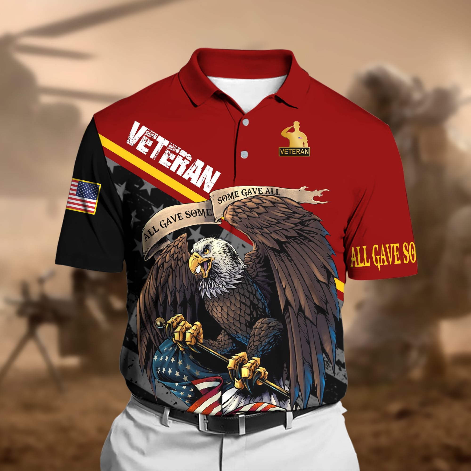 Premium U.S Multiple Service Veteran Polo Shirt