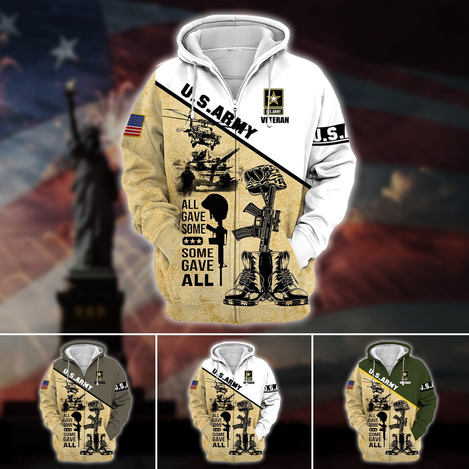 Unique U.S.Army Veteran Zip Hoodie