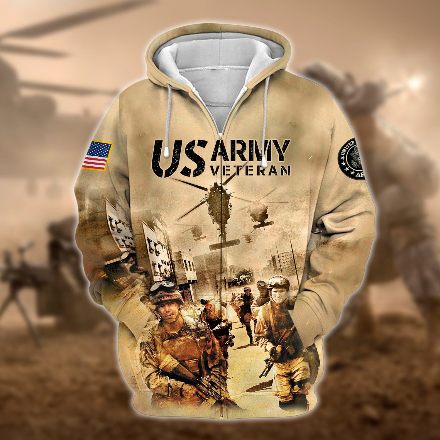 Premium U.S Multiple Service Veteran Zip Hoodie