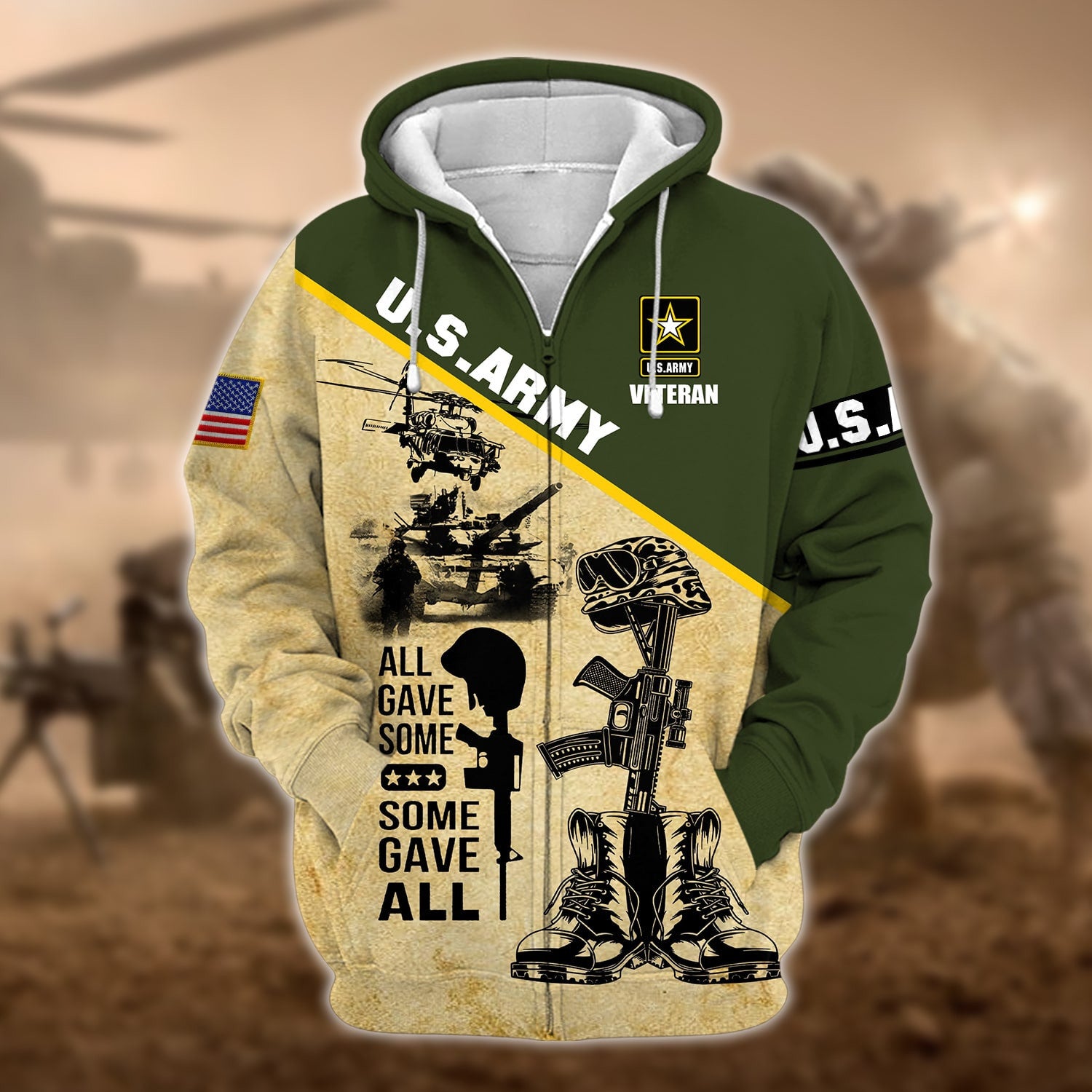 Unique U.S.Army Veteran Zip Hoodie