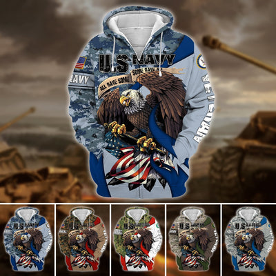Premium U.S Multiple Service Veteran Zip Hoodie