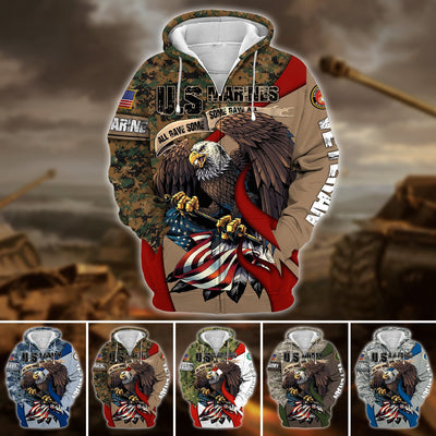 Premium U.S Multiple Service Veteran Zip Hoodie