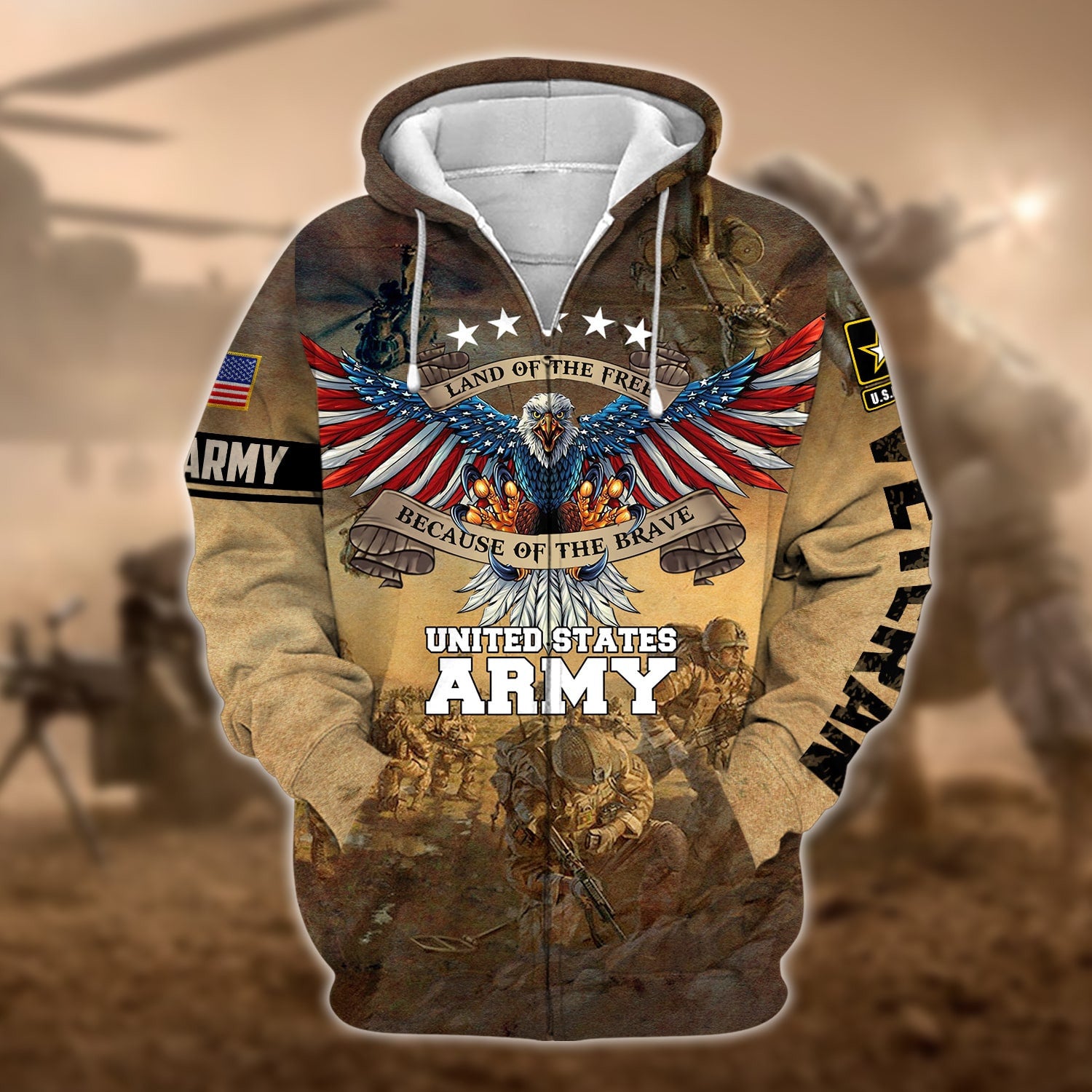 Unique U.S. Army Veteran Zip Hoodie