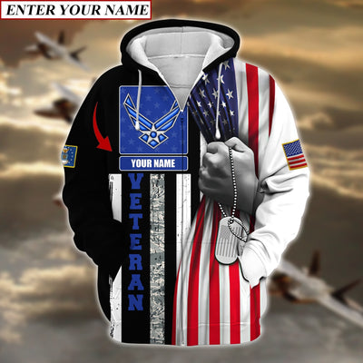 Personalised Premium Multiple U.S Services Veteran Zip Hoodie