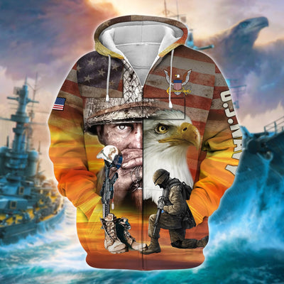 Proud U.S.Veteran Zip Hoodie