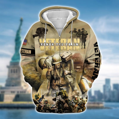 Premium Honor The Falen Veteran Zip Hoodie