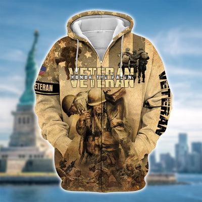 Premium Honor The Falen Veteran Zip Hoodie