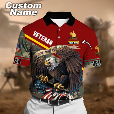 Premium Personalised U.S Multiple Service Veteran Polo Shirt