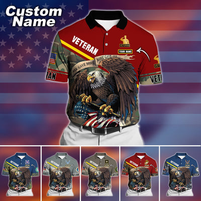 Premium Personalised U.S Multiple Service Veteran Polo Shirt