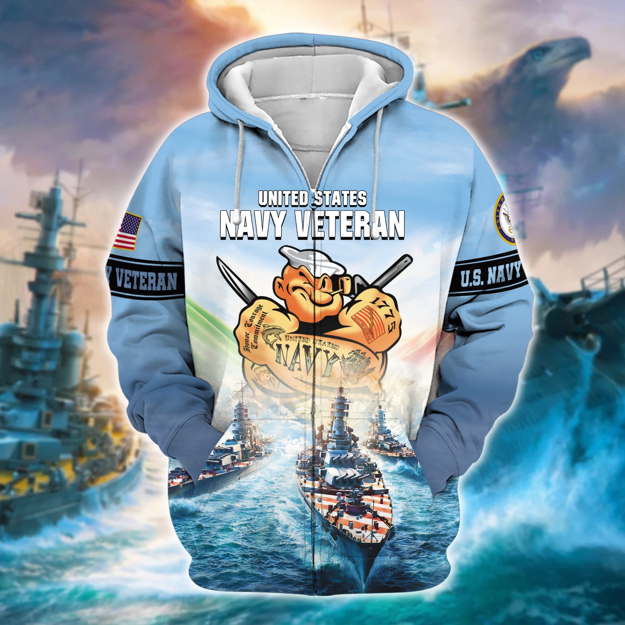 Premium U.S. Navy Veteran Zip Hoodie