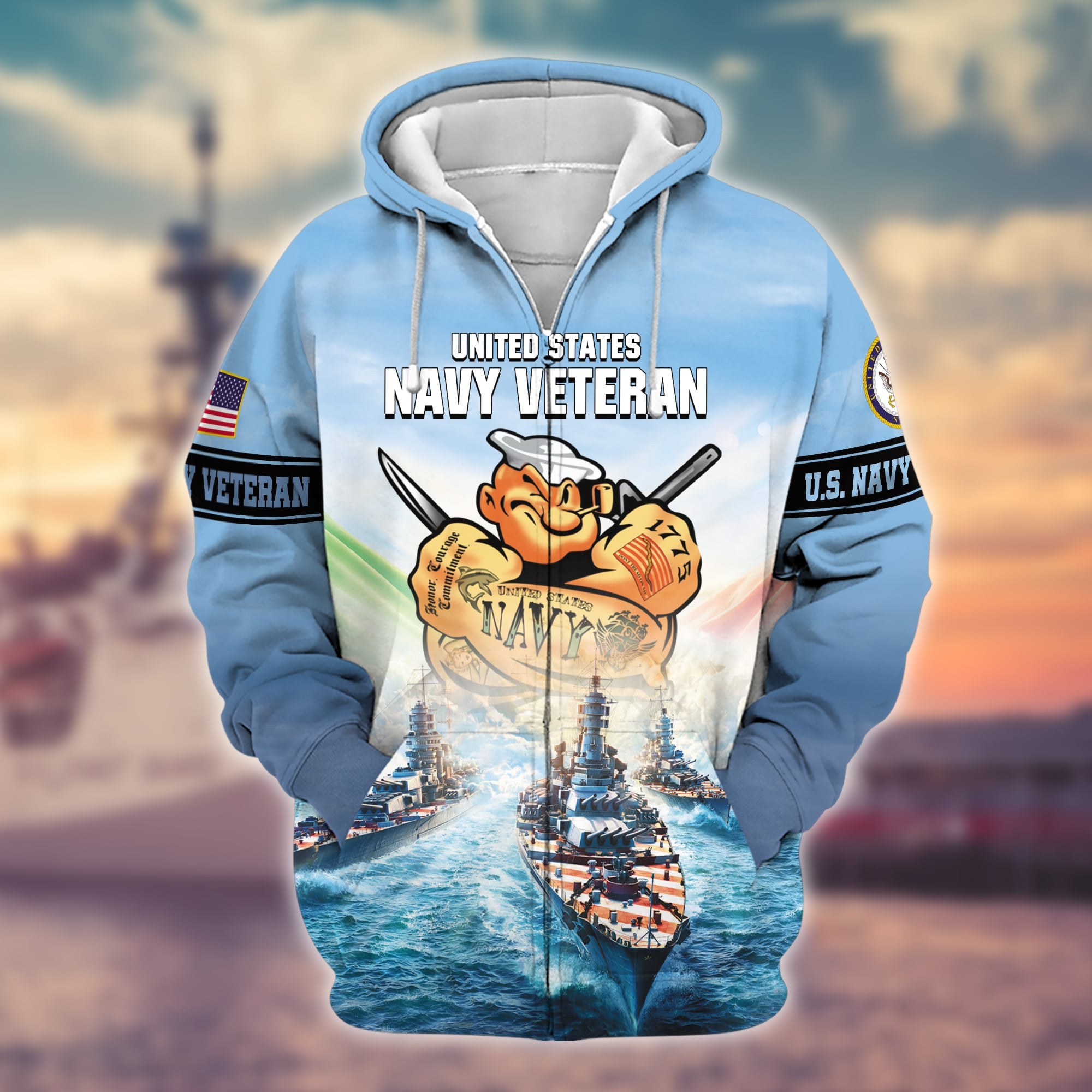 Premium U.S. Navy Veteran Zip Hoodie