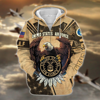 Premium U.S Multiple Service Veteran Zip Hoodie