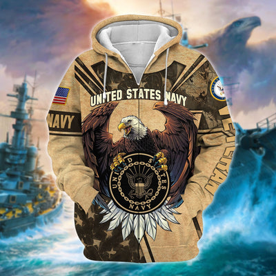Premium U.S Multiple Service Veteran Zip Hoodie