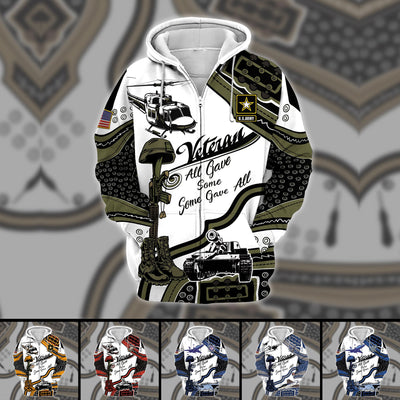 Premium U.S Multiple Service Veteran Zip Hoodie