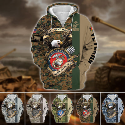 Premium U.S Multiple Service Veteran Zip Hoodie