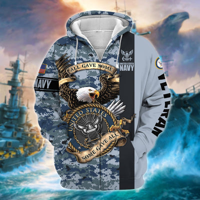 Premium U.S Multiple Service Veteran Zip Hoodie