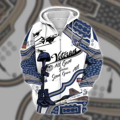 Premium U.S Multiple Service Veteran Zip Hoodie