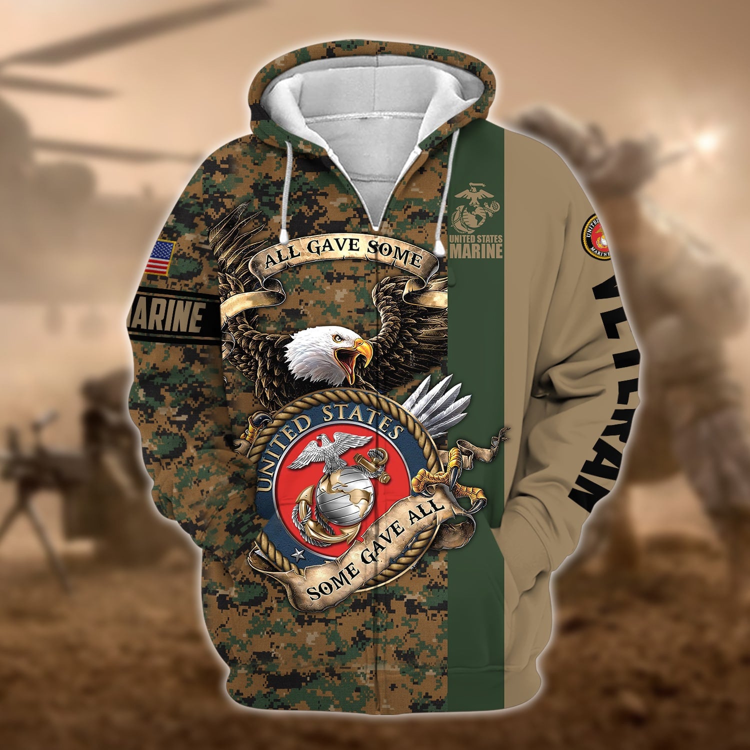 Premium U.S Multiple Service Veteran Zip Hoodie