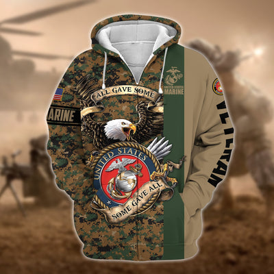 Premium U.S Multiple Service Veteran Zip Hoodie