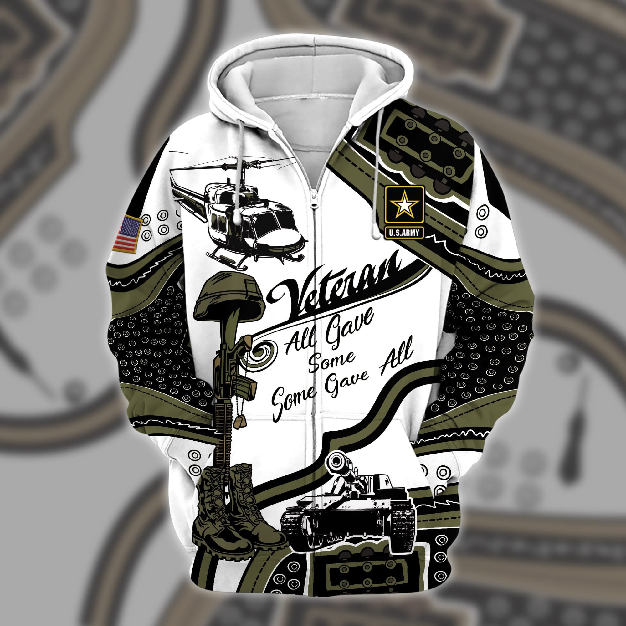 Premium U.S Multiple Service Veteran Zip Hoodie