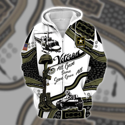 Premium U.S Multiple Service Veteran Zip Hoodie