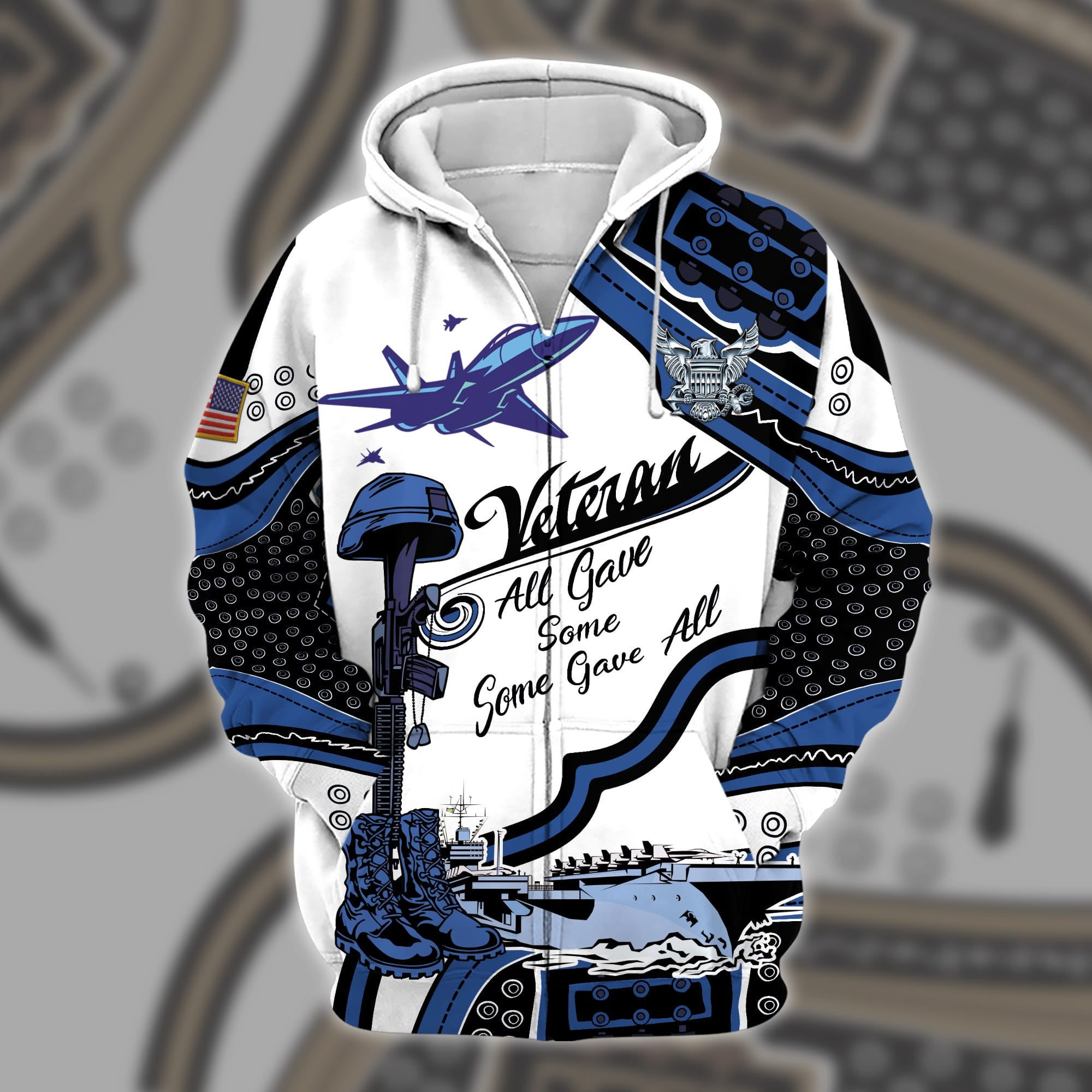 Premium U.S Multiple Service Veteran Zip Hoodie