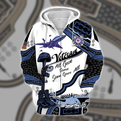 Premium U.S Multiple Service Veteran Zip Hoodie