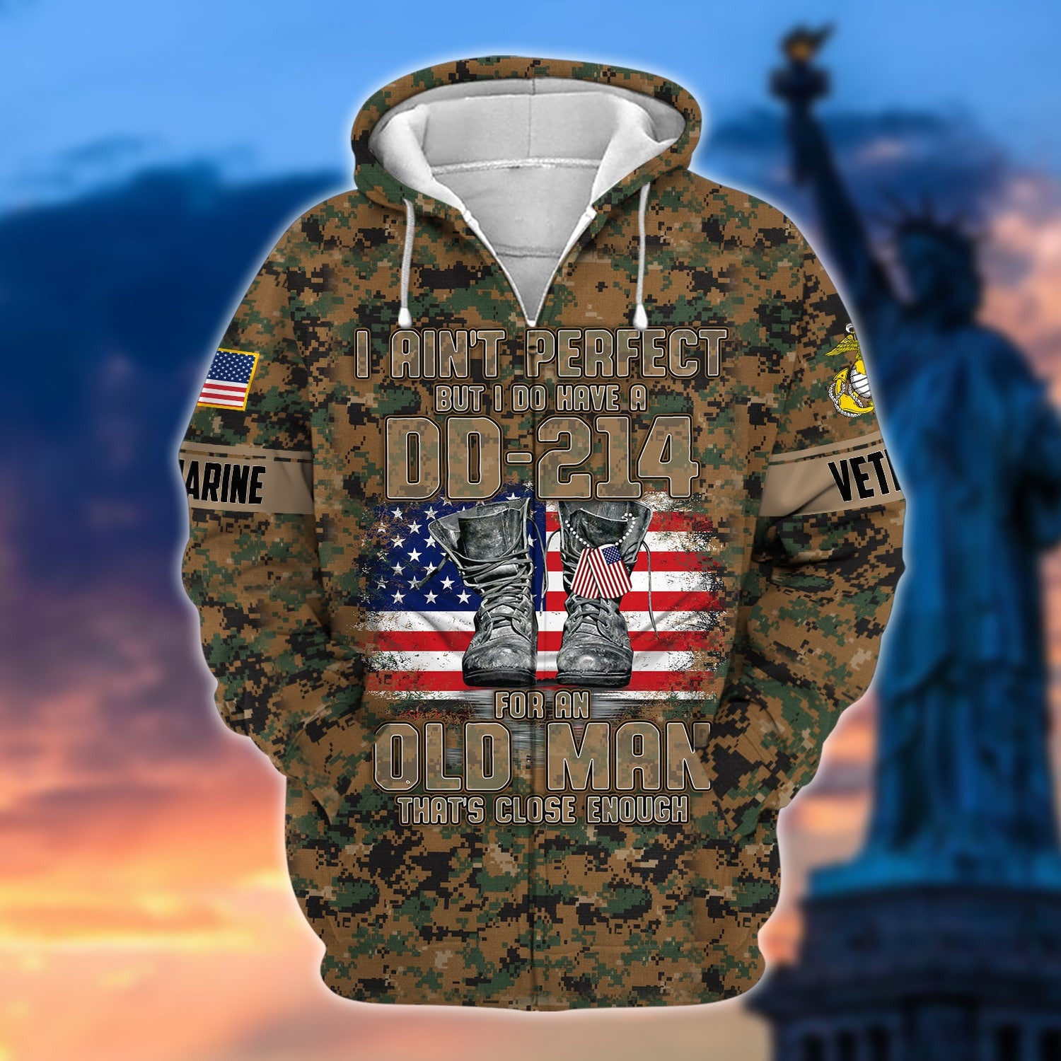 Premium U.S Multiple Service Veteran Zip Hoodie