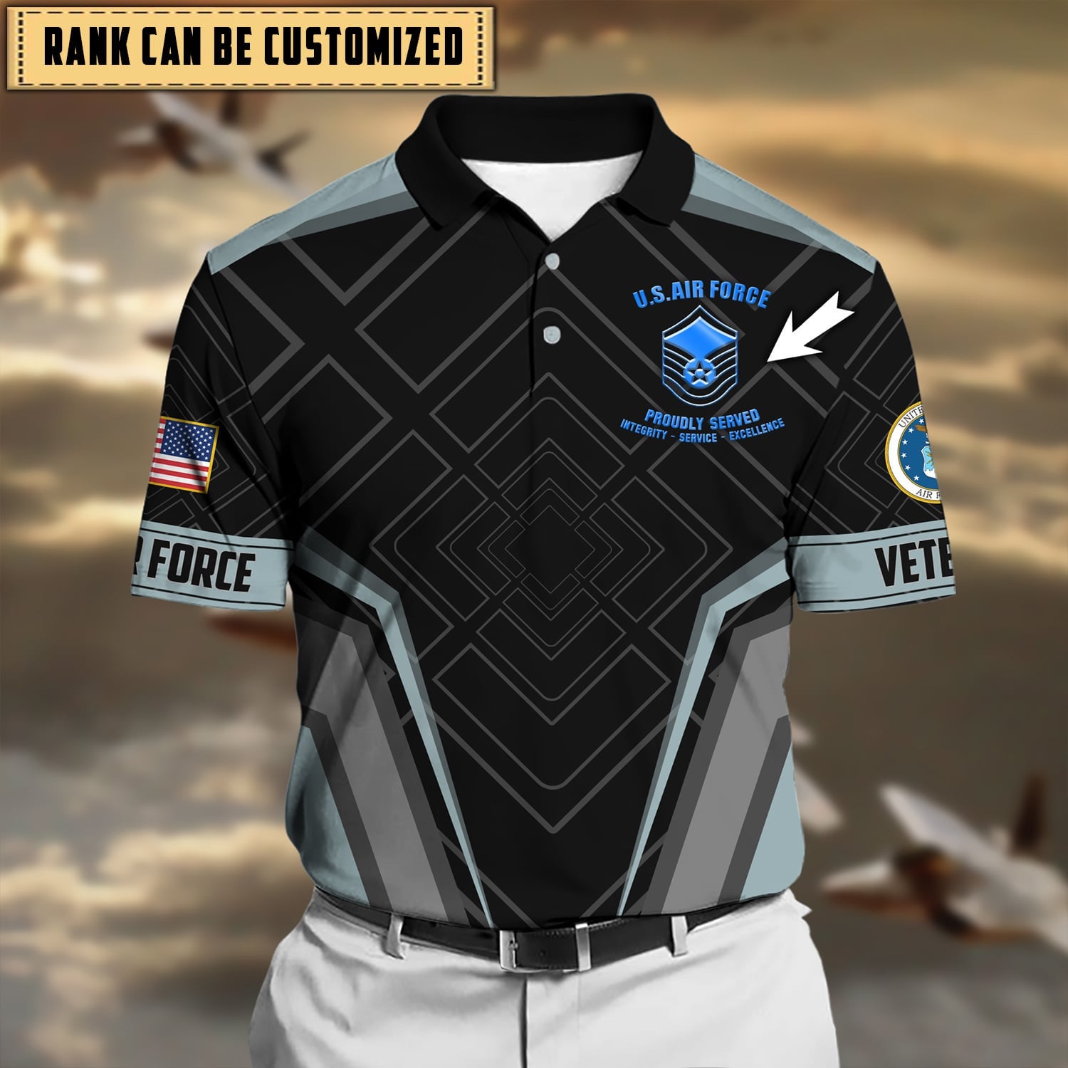 Premium Personalised U.S Multiple Service Veteran Polo Shirt